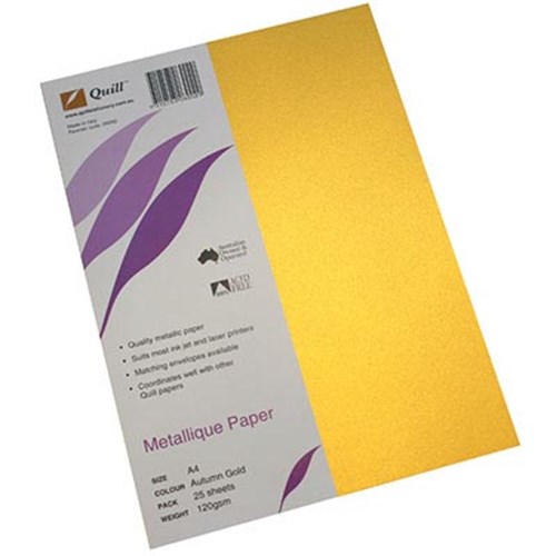 Quill A4 Metallique Paper 120gsm Autumn Gold